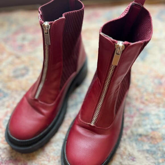 BCBGeneration Shoes - 🔥 BCBG Generation Red Zip Combat Boots – Size 7M / 37.5 (NWOT)